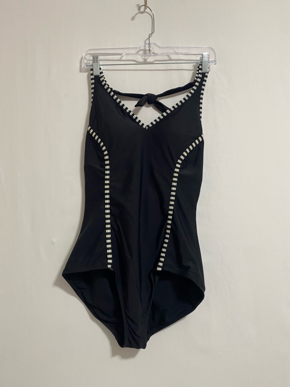 Catalina Black One-Piece Swimsuit with White Check Trim